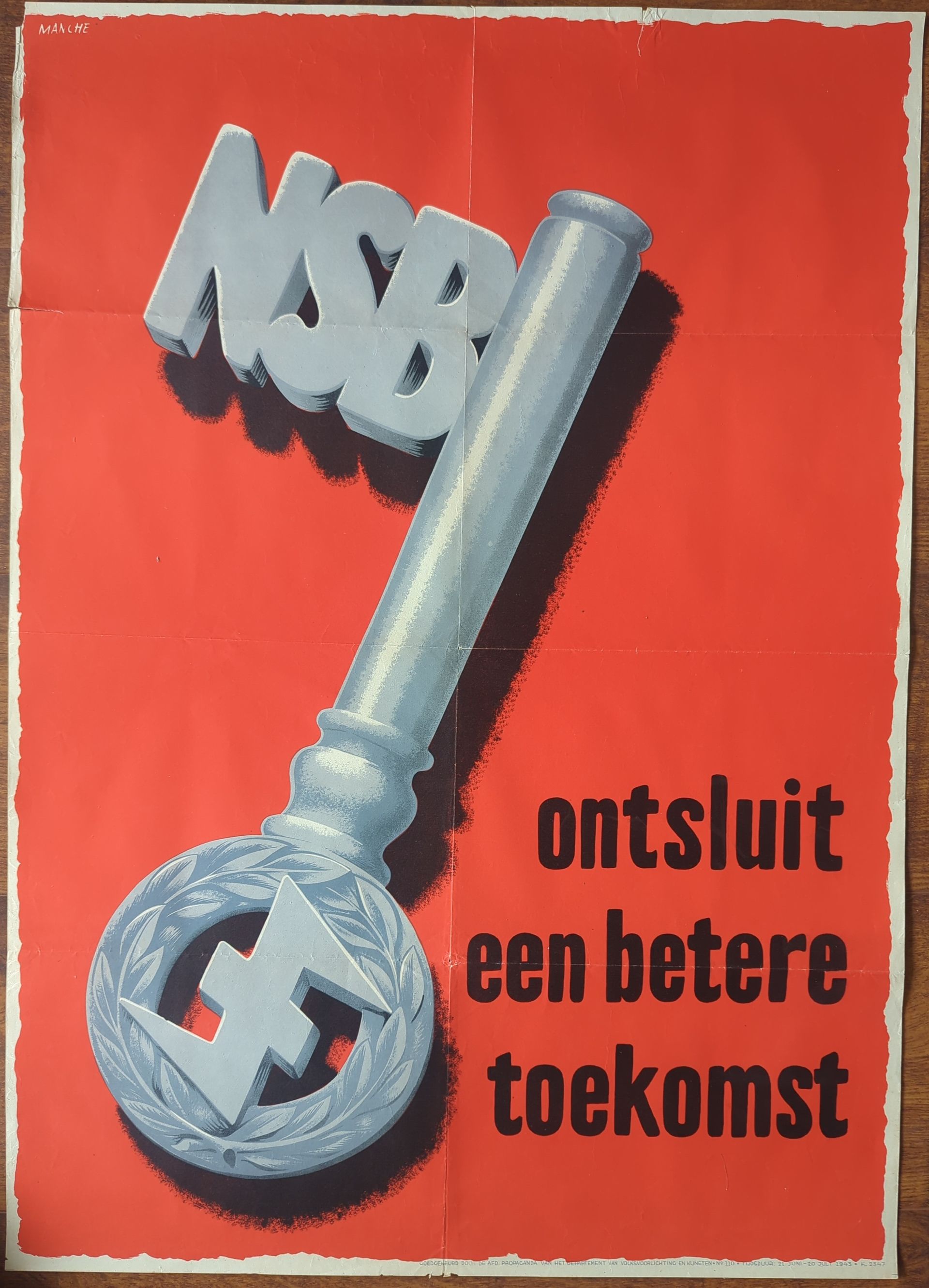 Original WWII propaganda poster “Ontsluit een betere toekomst” (NSB, Netherlands 1943) – authentic example – for sale