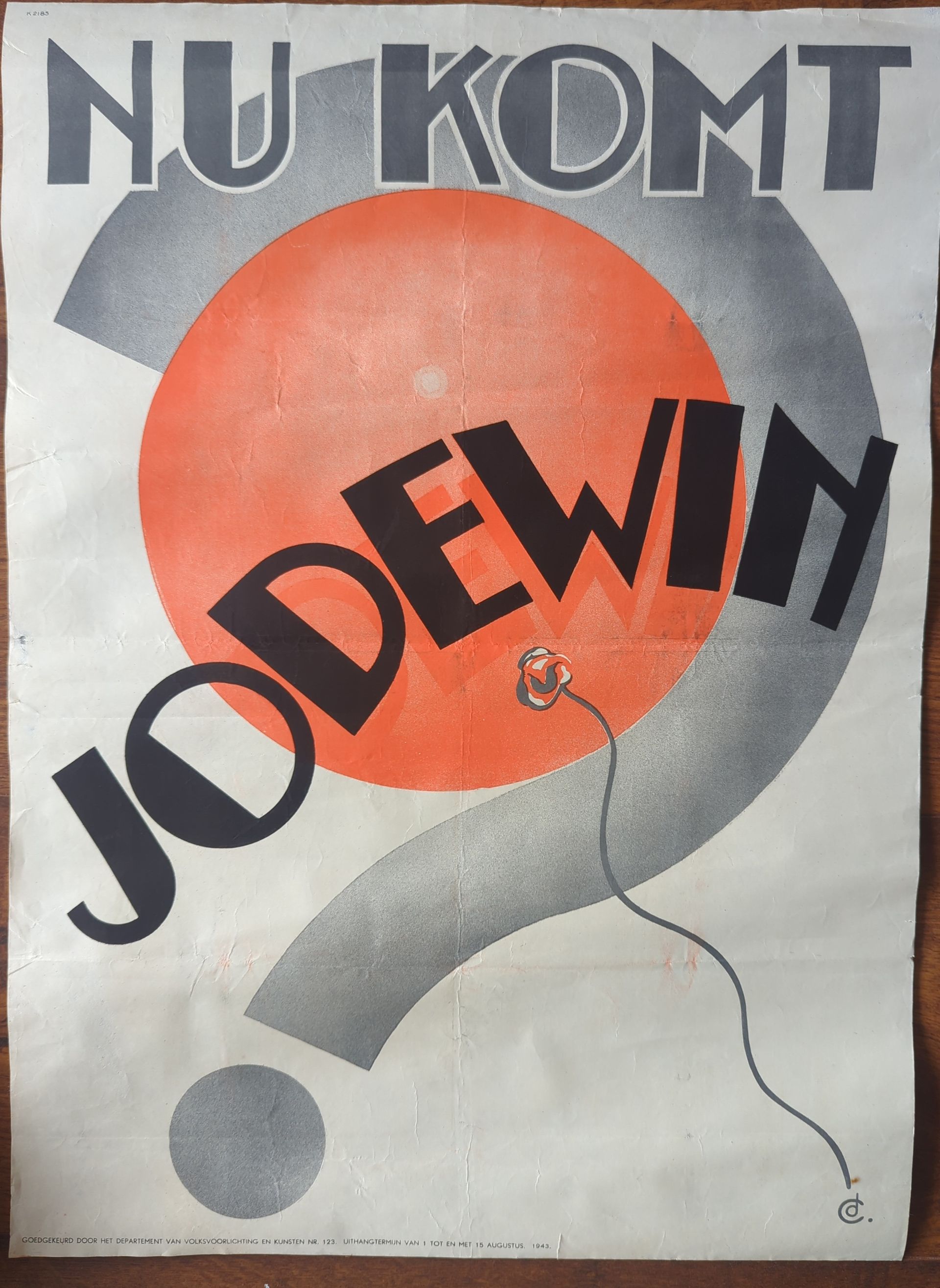 Set of 2 original WWII antisemitic propaganda posters – “Nu komt Jodewin” & “Dit is Jodewin” (Netherlands, 1943) -for sale