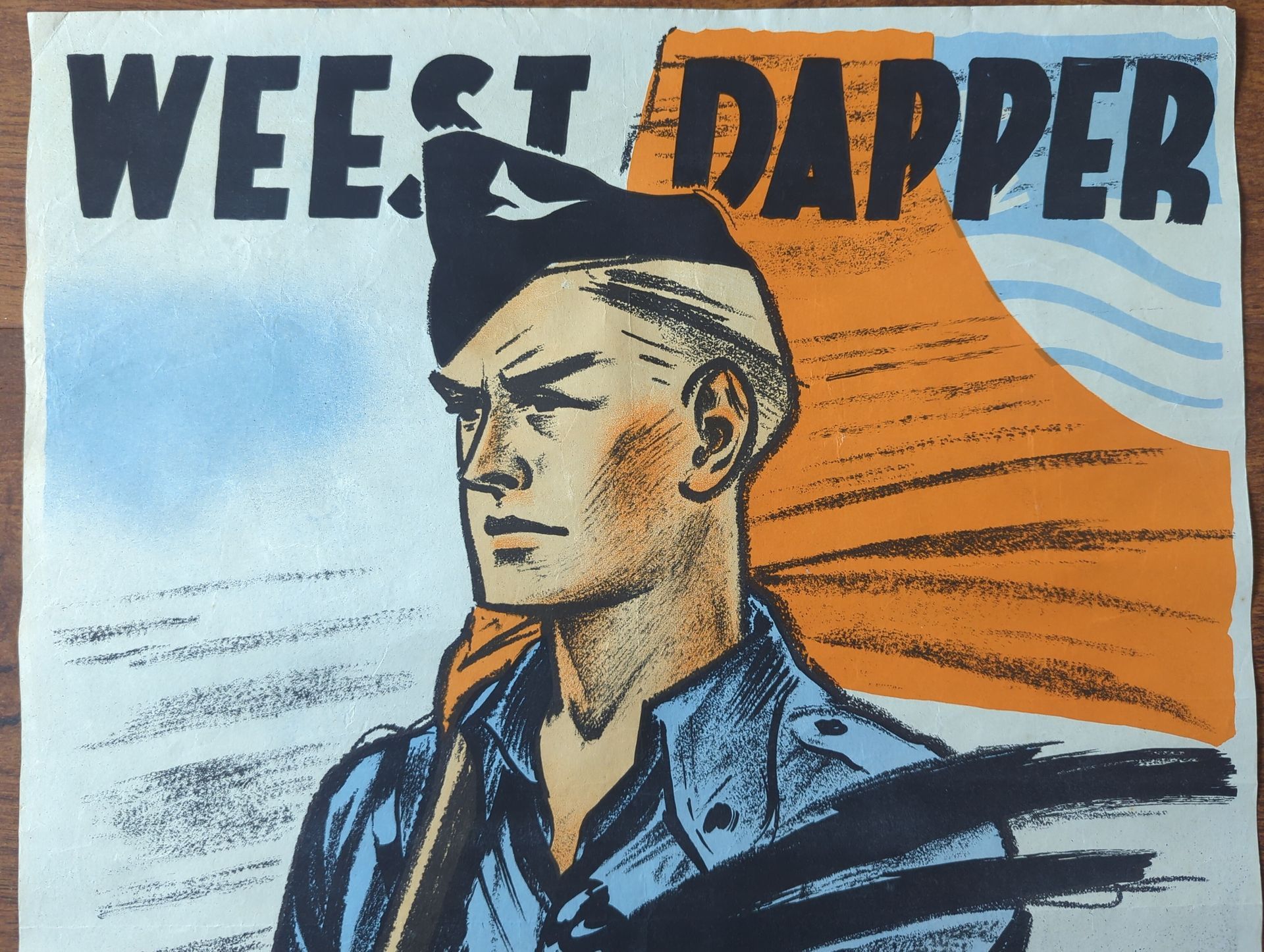 Original WWII poster NJS (Nationale Jeugdstorm“Be Brave, Become a Stormer” – Netherlands –  WWII propaganda poster – for sale