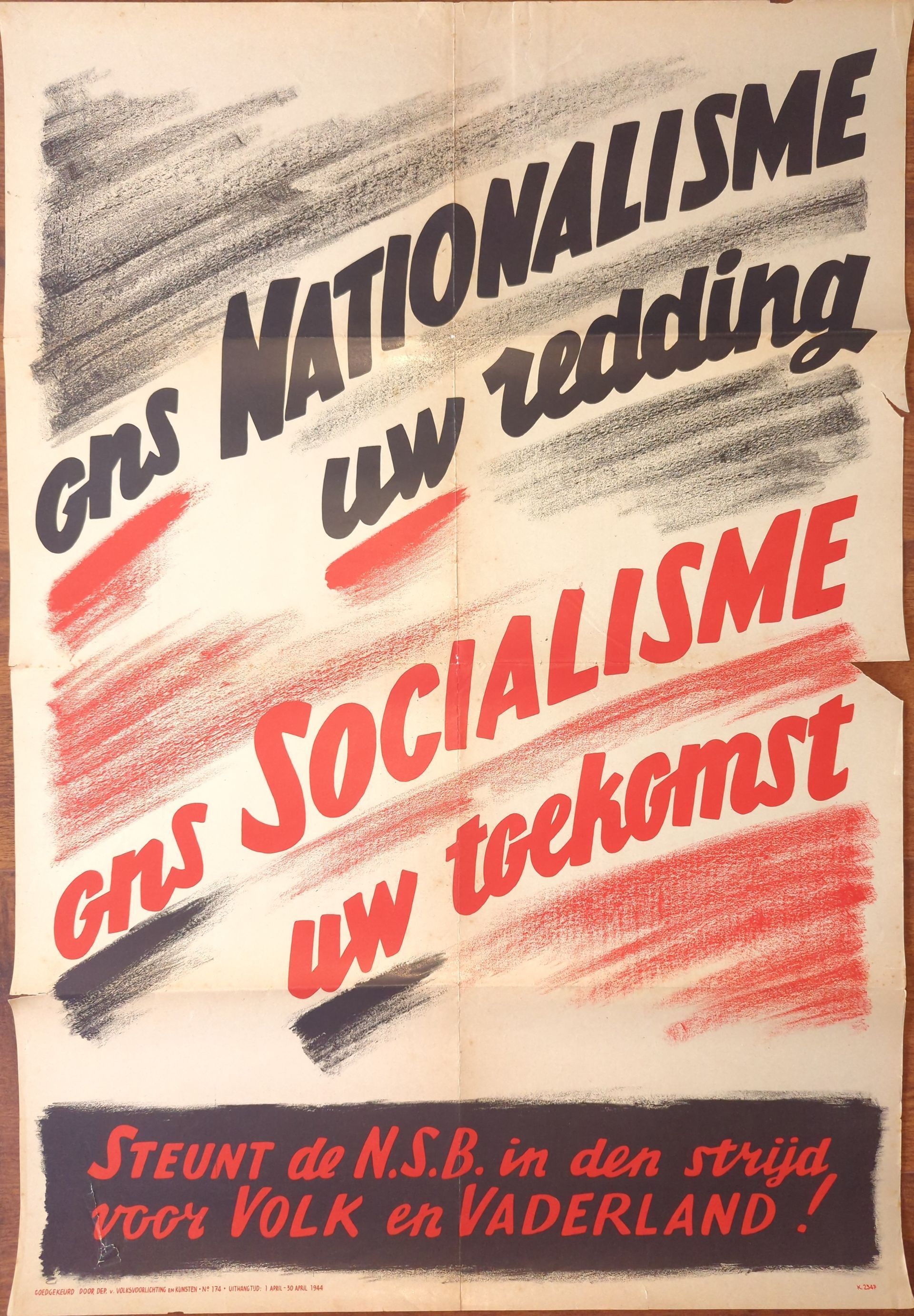 Tweede Wereldoorlog Propaganda / collaboratie poster NSB nederland