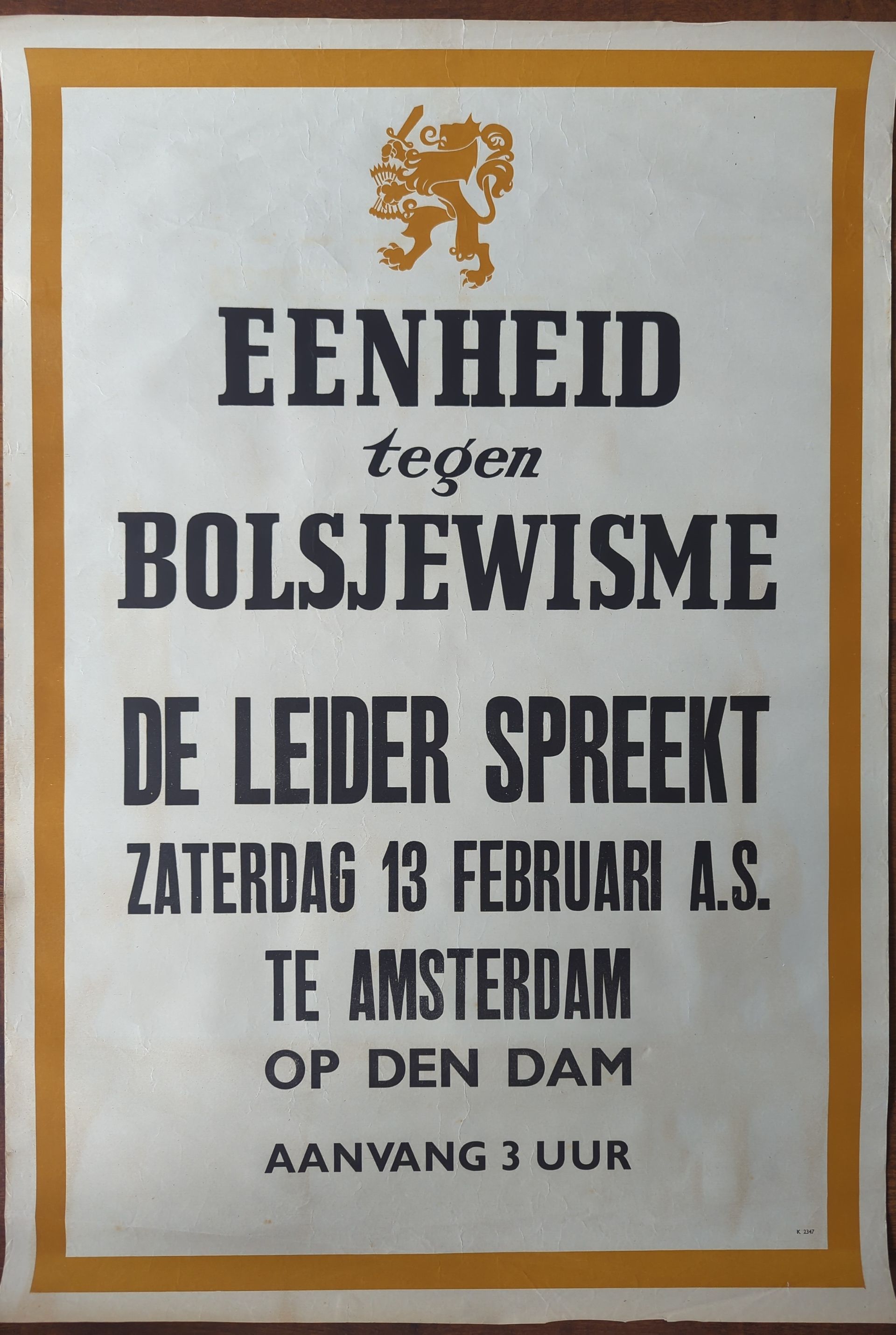 NSB poster Eenheid Tegen Bolsjewisme – De Leider Spreekt