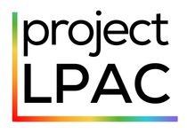 A blue and white logo for project lpac