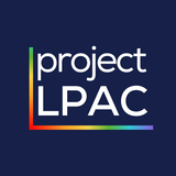 The logo for project lpac is white on a blue background.