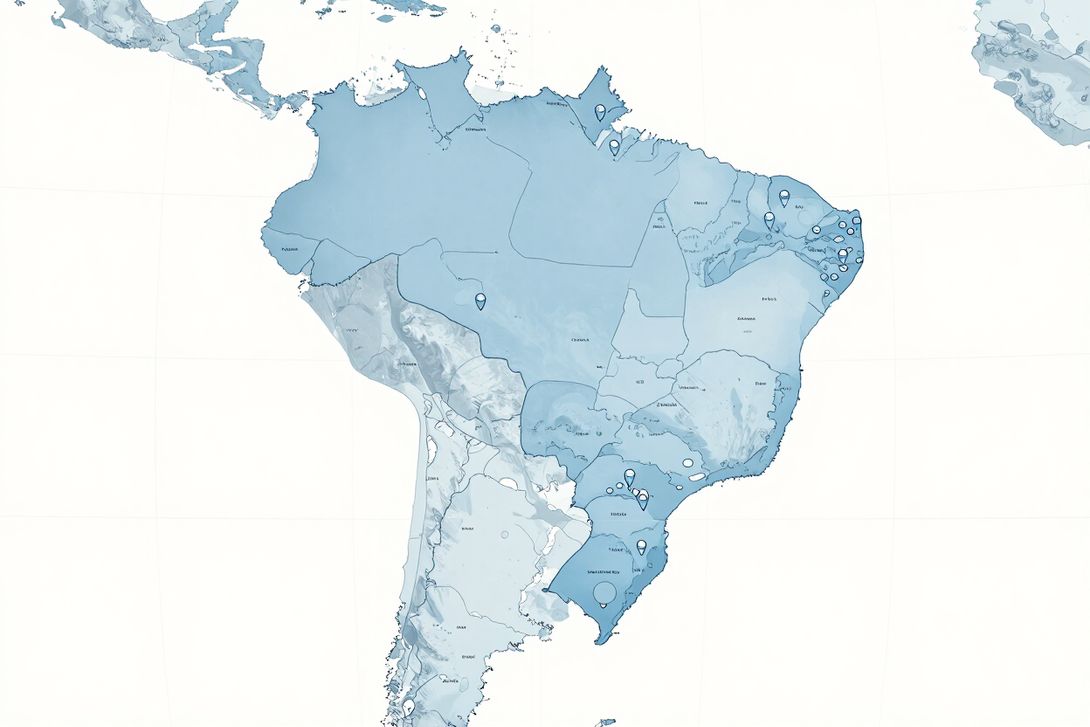 Mapa de cobertura da Batistech na América Latina