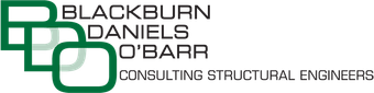 a logo for blackburn daniels o ' barr consulting structural engineers