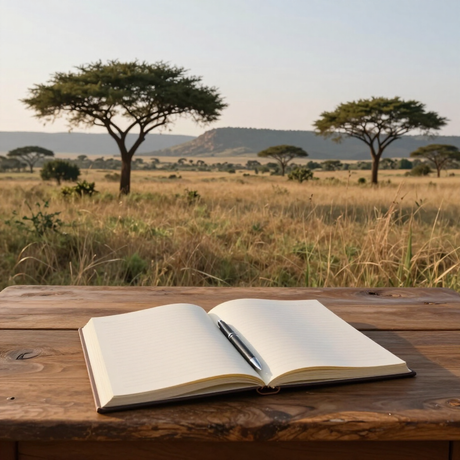 A writing desk overlooking the bushveld