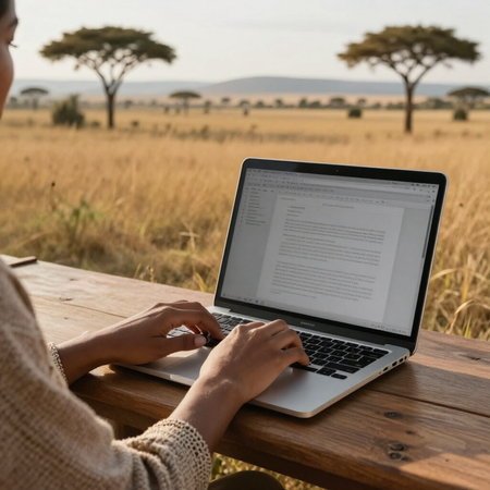 A writing desk overlooking the bushveld
