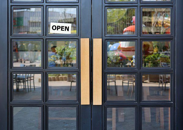 Black glass doors