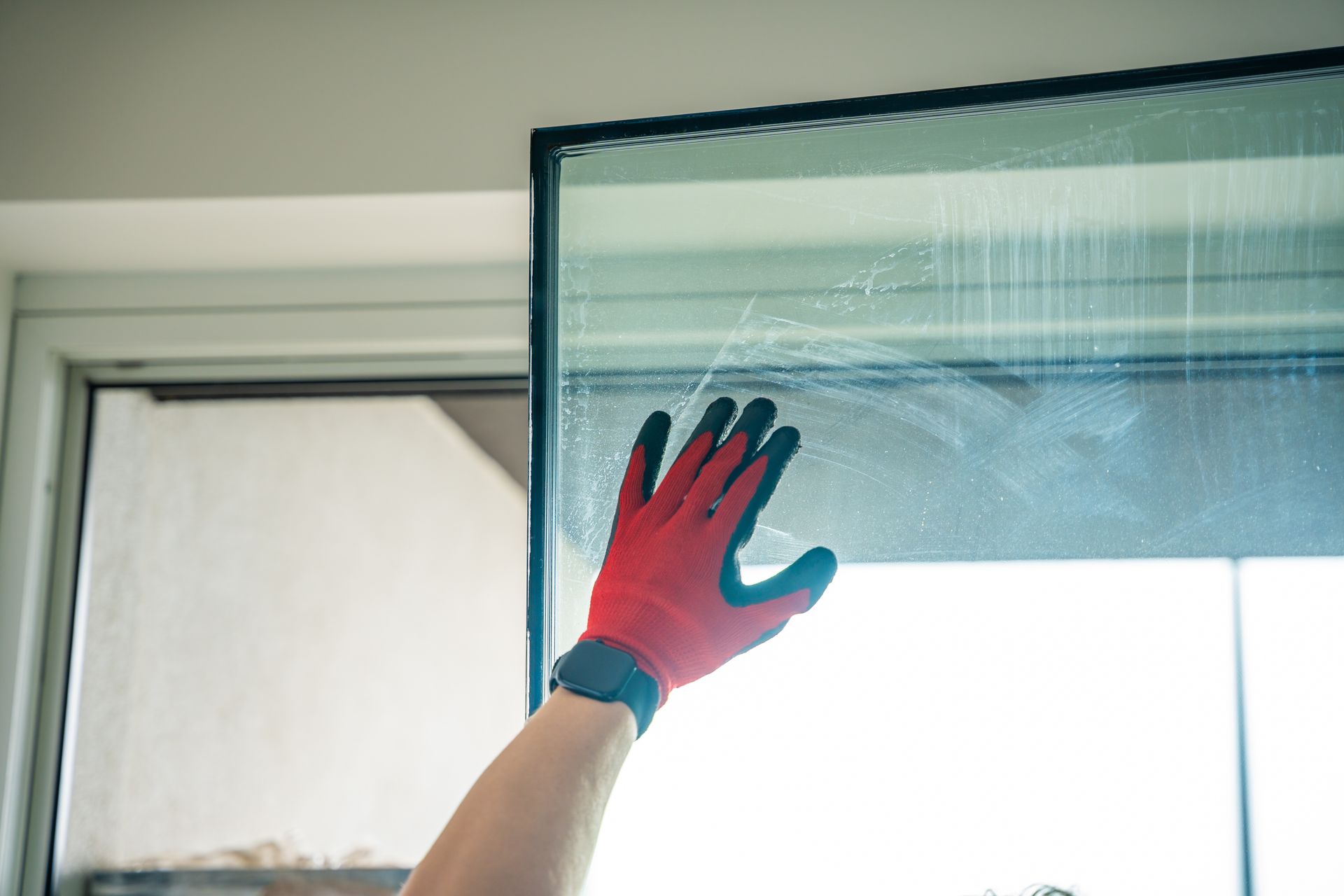 Removed triple glazed window glass unit.