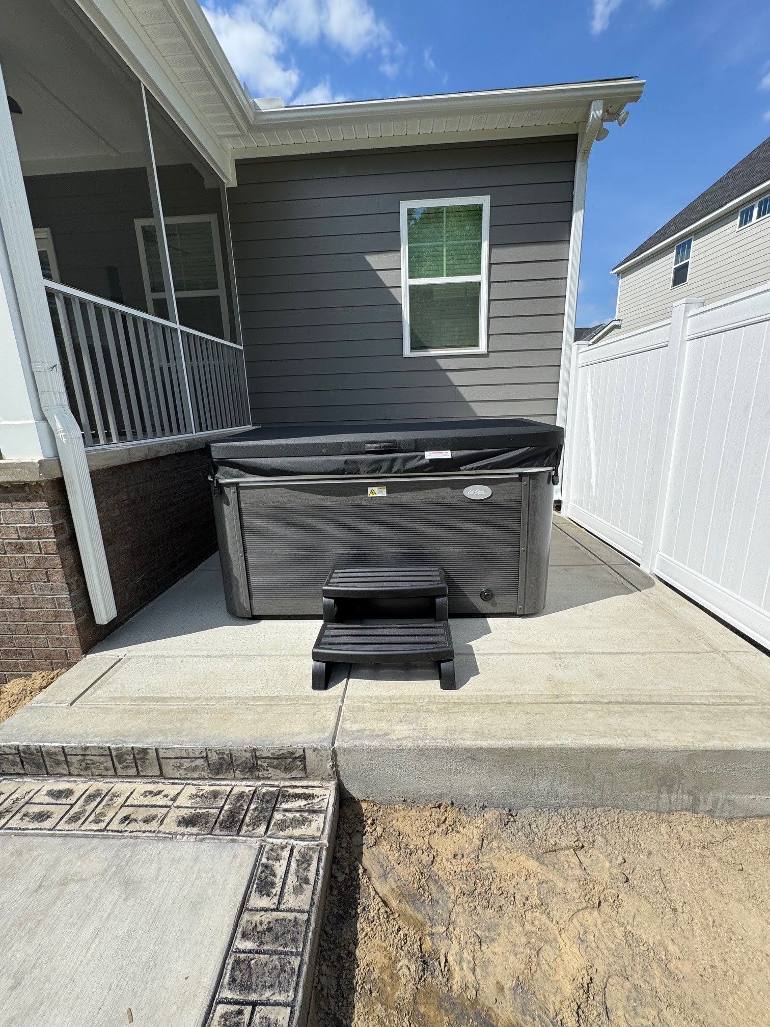Hot tub on a concrete slab