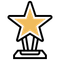 Um troféu com uma estrela no topo.
