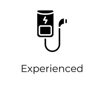 Image of an EV charger, with the word experienced under