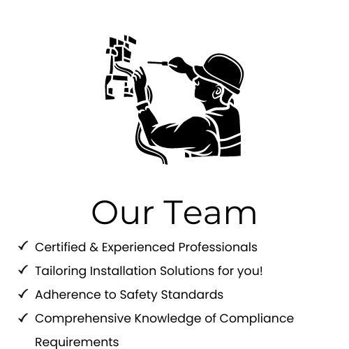 Image of an electrician working with a description of their solutions provided
