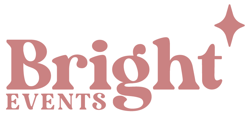 The logo for bright events is pink and has a star on it.