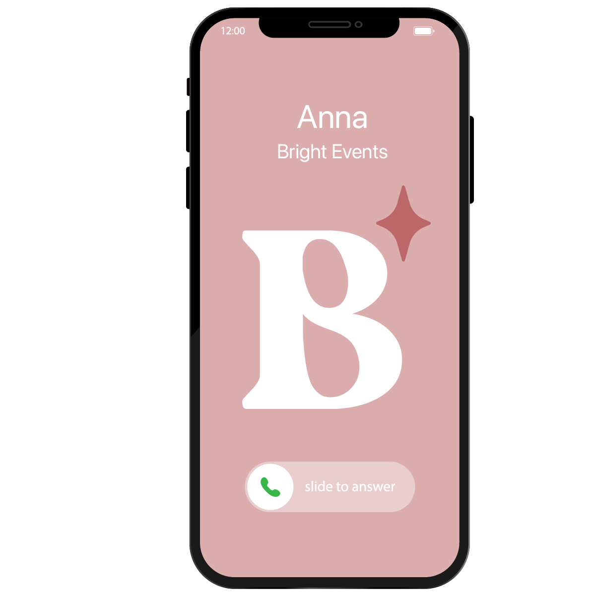 A cell phone with a pink background and the letter b on it.