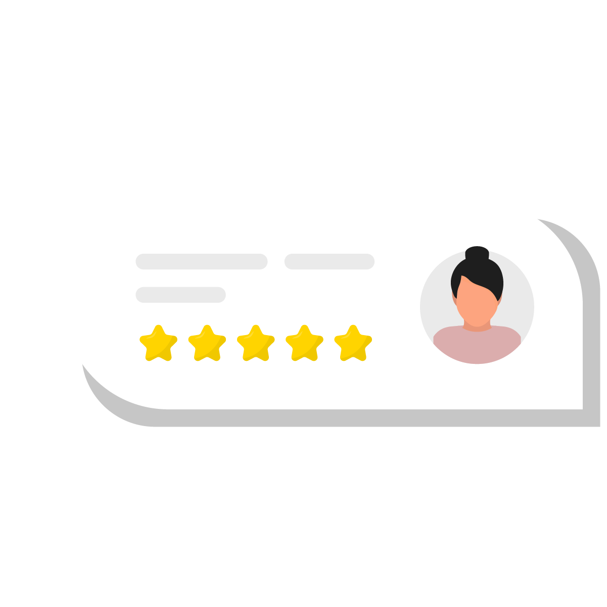A picture of a woman with five stars on a white background.
