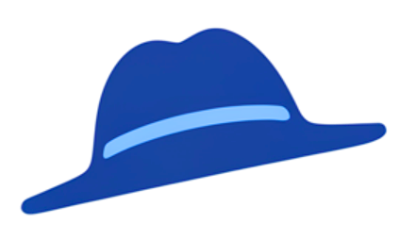 A blue hat with a blue band on a white background