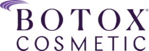 A logo for botox cosmetic with a purple background