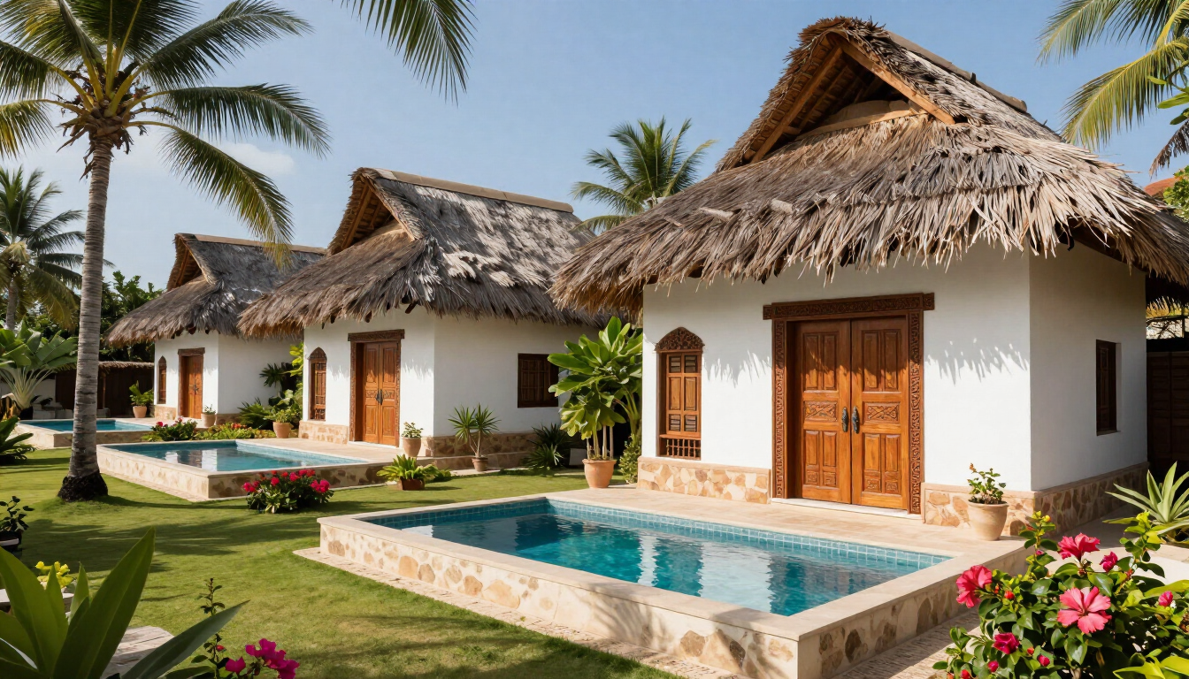 Luxury coastal property in Watamu showing modern Swahili architecture and swimming pools