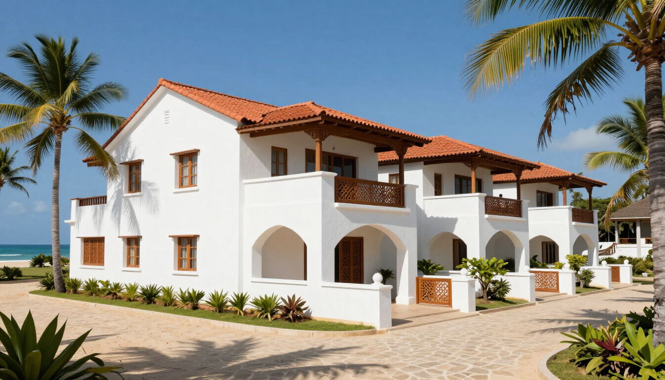 Luxury coastal residence in Watamu Kenya featuring Swahili architecture and modern minimalist design.