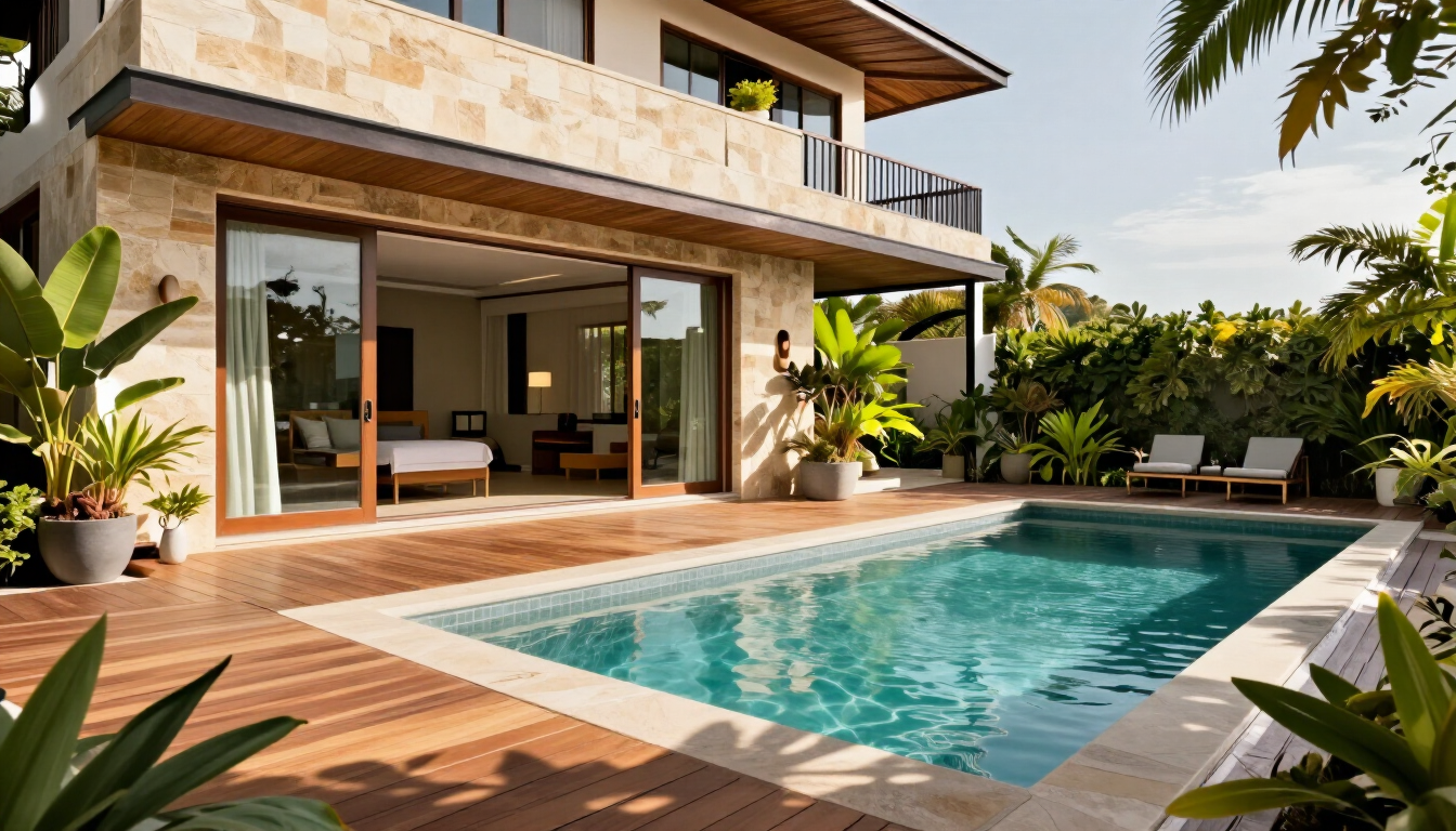 Sustainable coastal living in Watamu with shaded outdoor terraces and a private pool