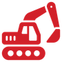 Red excavator icon.