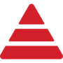 Red stacked pyramid with three levels.