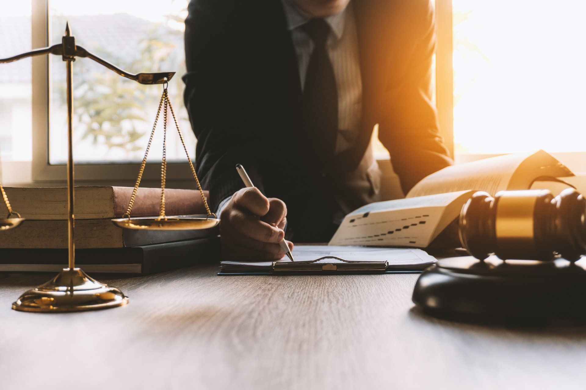 Male lawyer working with contract papers
