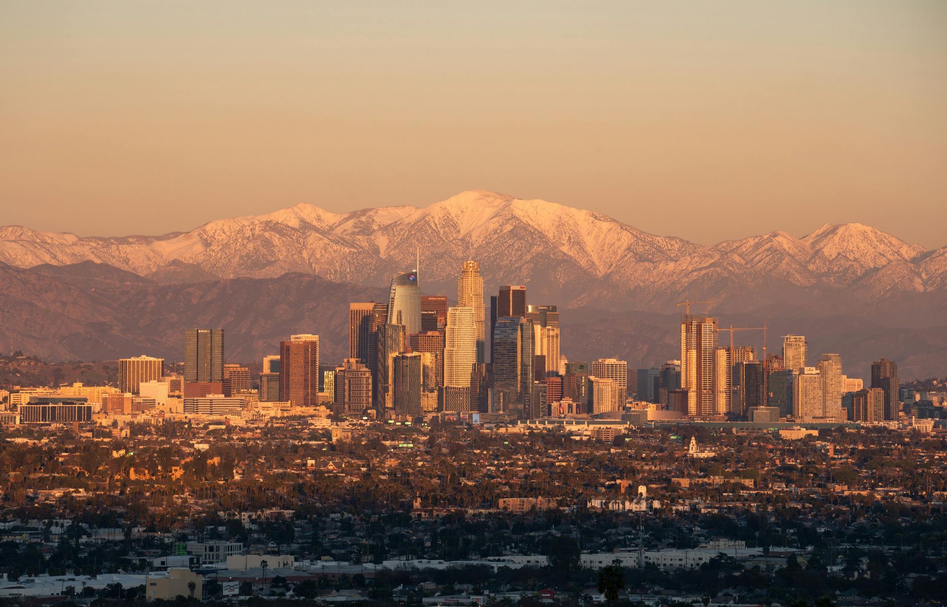 Mountains behind Downtown Los Angeles