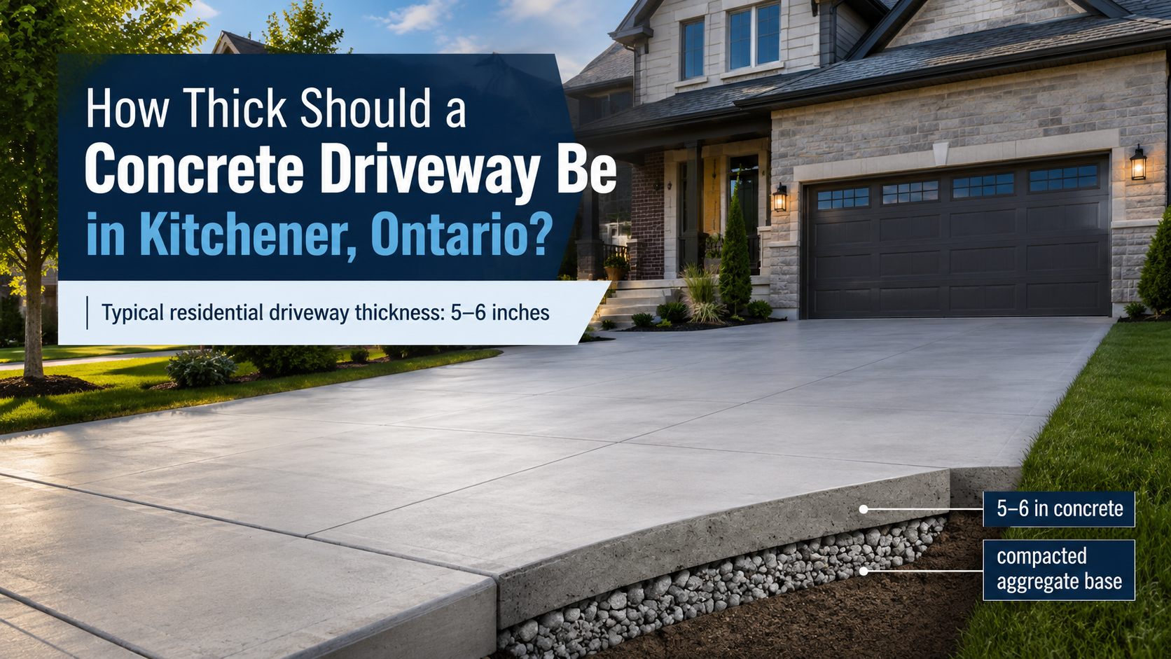 New six-inch concrete driveway installation in Kitchener Ontario