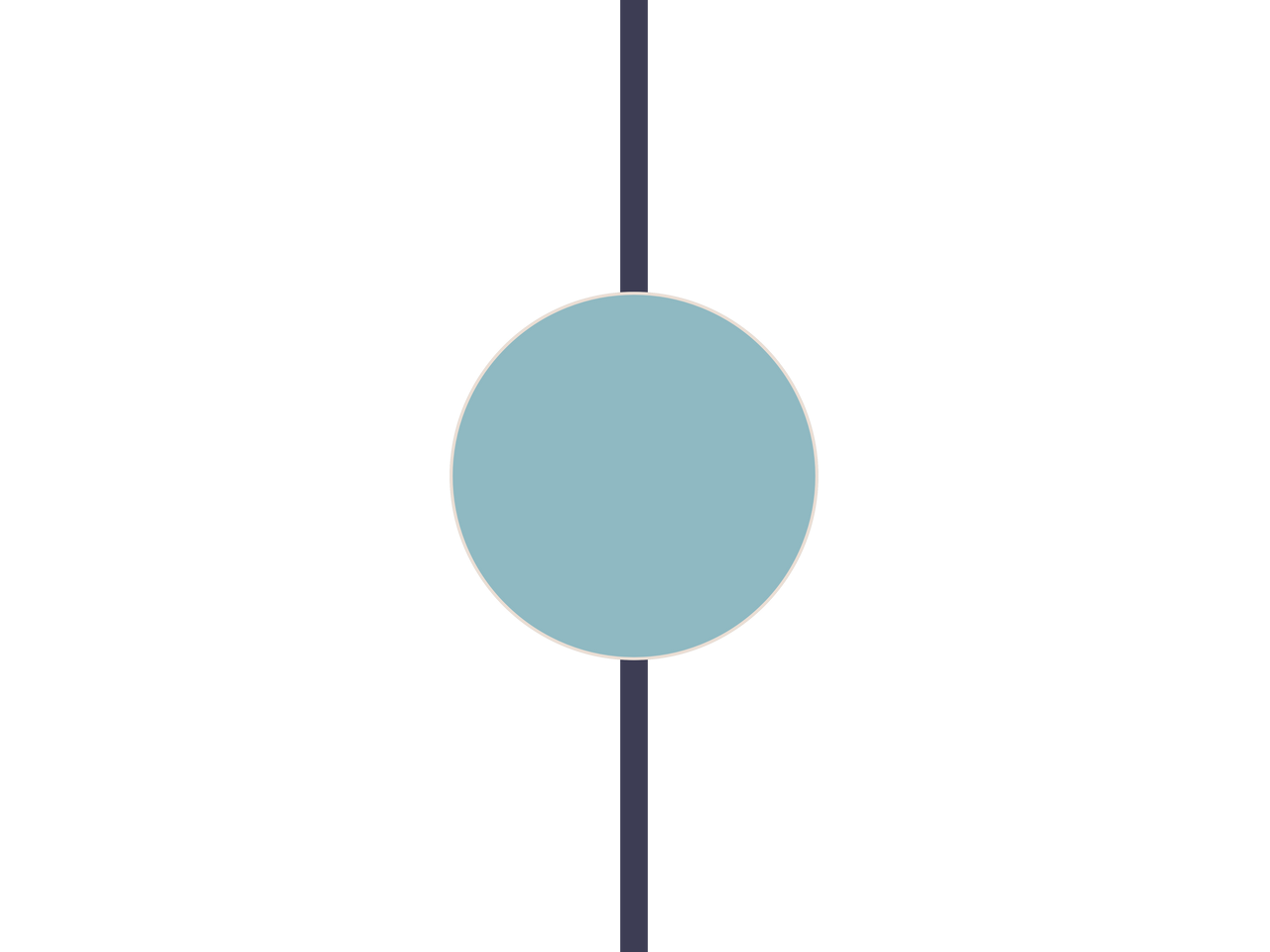 A teal circle centered on a dark vertical line, pulsing inward and outward.