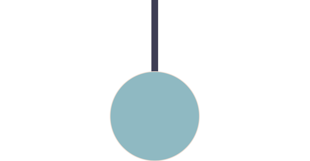 A light blue oval shape with a dark blue vertical line above it.