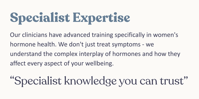 Text about evidence-based hormone health care, with the quote: