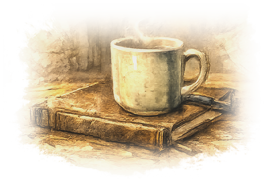 Cream-colored mug on a windowsill beside a rain-speckled window.