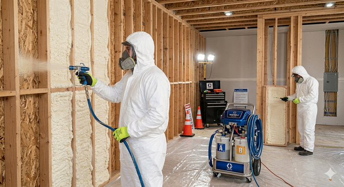 Professional spray foam installation