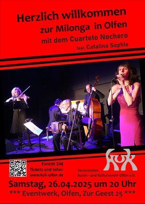 A poster for a concert called herzlich willkommen zur milonga in olfen