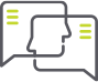 Two people are talking to each other in speech bubbles.
