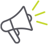 A line drawing of a megaphone with rays coming out of it.