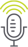 A line drawing of a microphone with waves coming out of it.