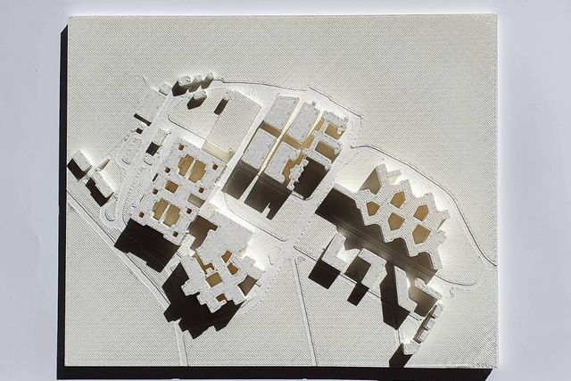 White 3D printed architectural site model