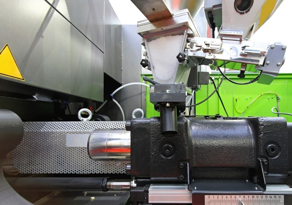 an injection moulding machine in action