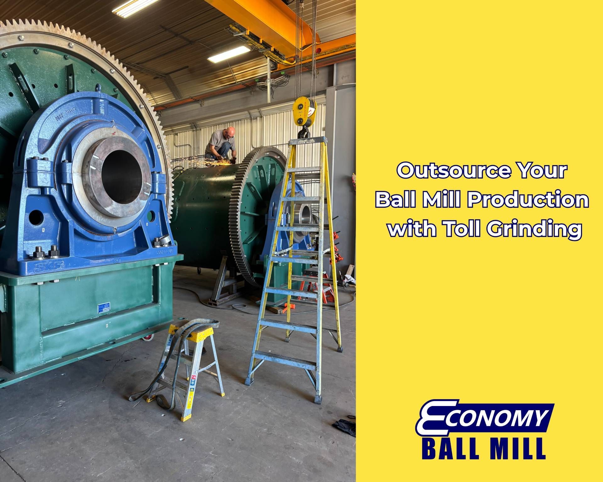 A custom ball mill for toll grinding next two a ladder and stepladder near  Tollesboro, Kentucky (KY