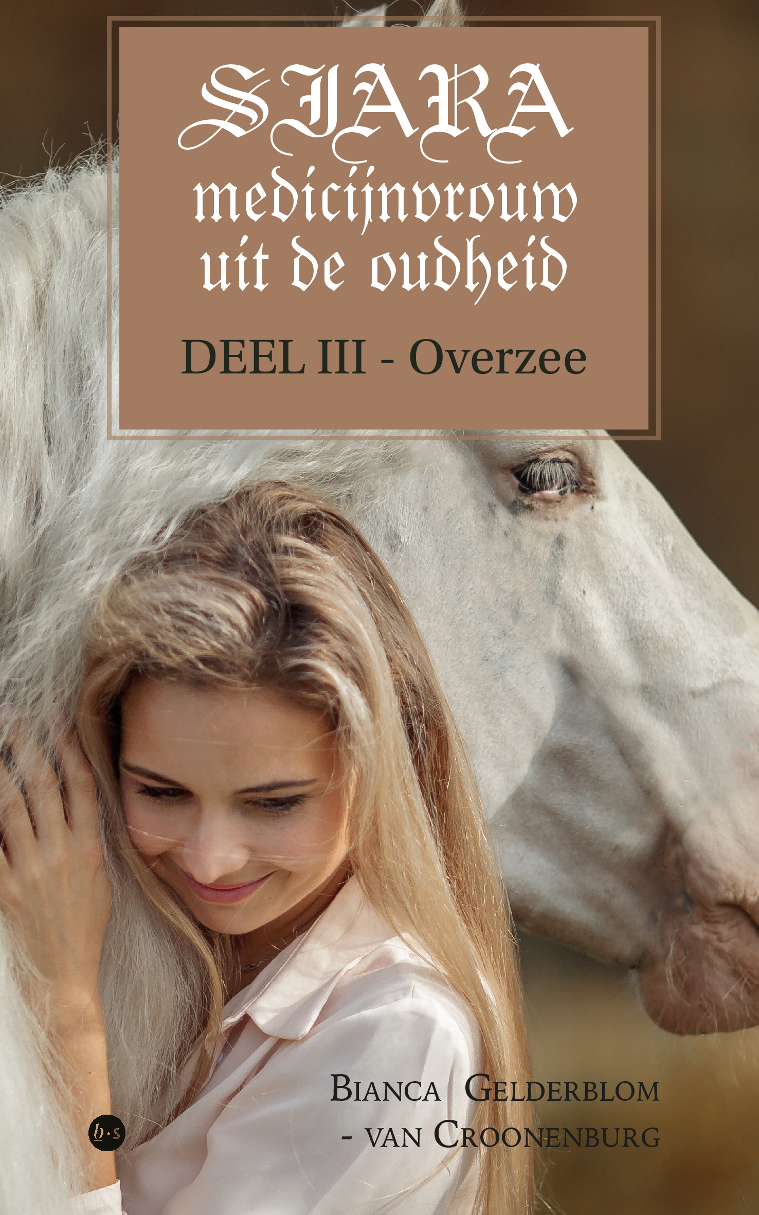 Blonde woman with horse; book cover, text: 