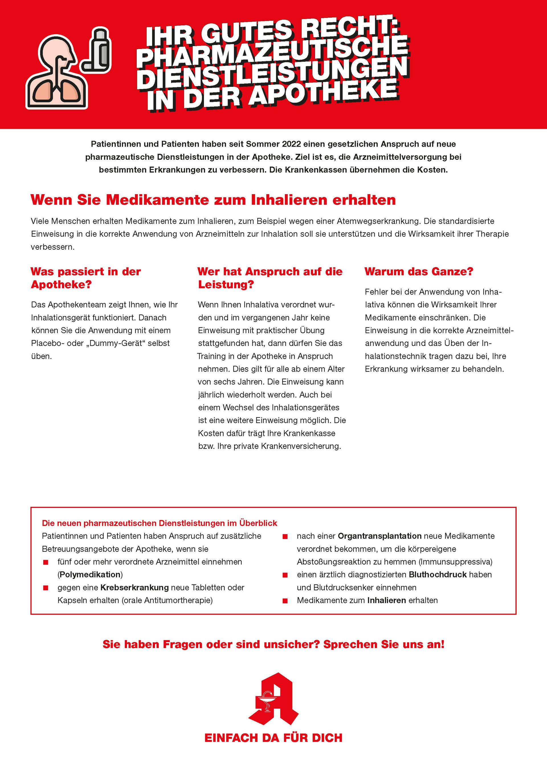 A poster that says ihr gutes recht pharmazeutische dienstleistungen in der apotheke