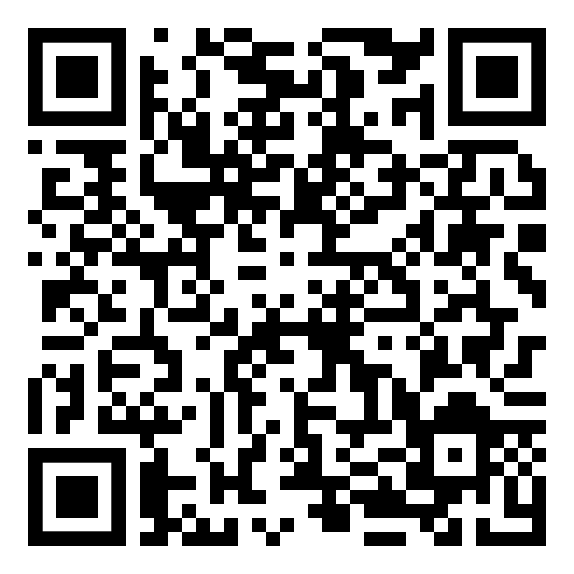Ein schwarz-weißer QR-Code auf weißem Hintergrund.