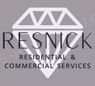 Resnick Residential & Commercial Services logo with white diamond icon on gray background
