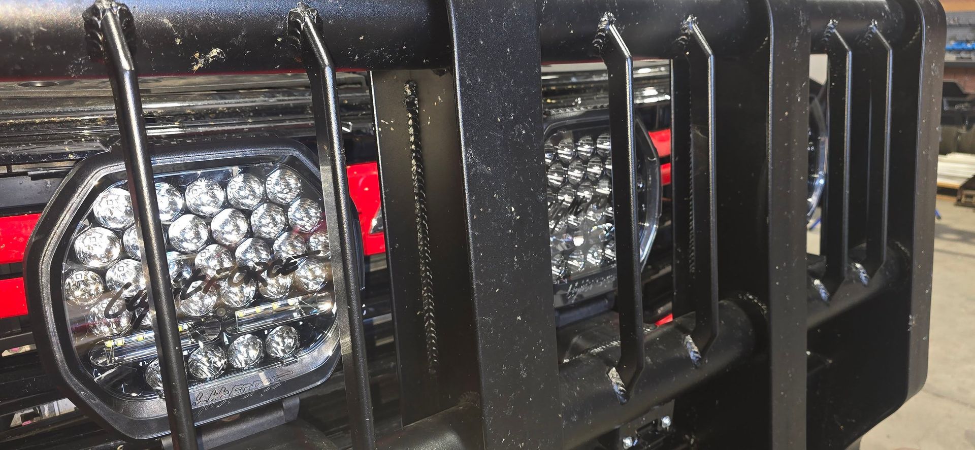 Close-Up of A Black Metal Grille with Led Lights, Possibly on A Vehicle — Sparky's 4x4 In Taminda, NSW