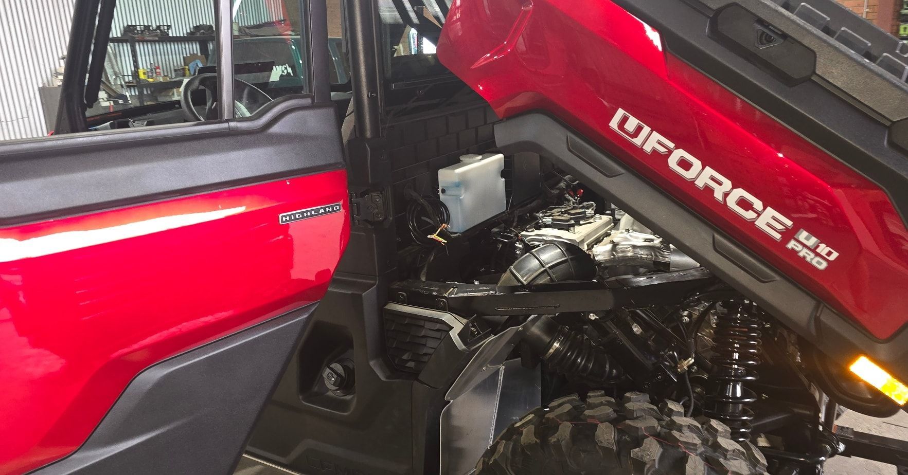 Red CFMOTO UFORCE 500 Pro with A Raised Bed and Open Door — Sparky's 4x4 In Taminda, NSW