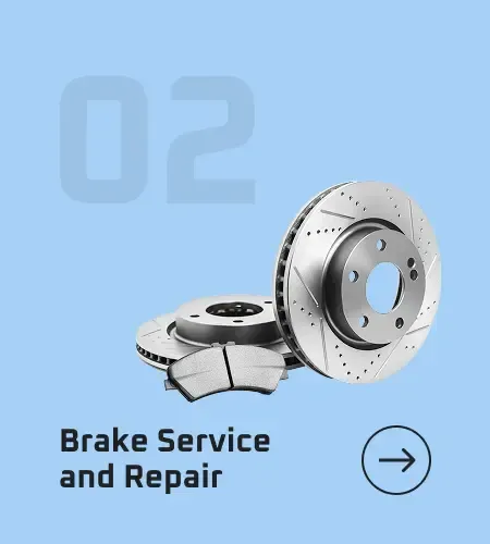 Brake service and repair illustration with brake rotors and pads, and number