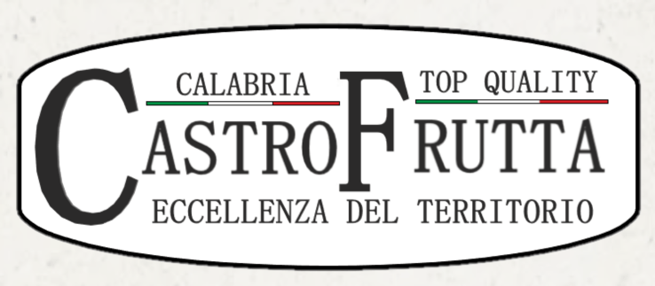 Logo con la scritta &ldquo;Castrofrutta&rdquo; e &ldquo;Calabria&rdquo;, &ldquo;Top Quality&rdquo; e &ldquo;Eccellenza del territorio&rdquo; in nero e rosso